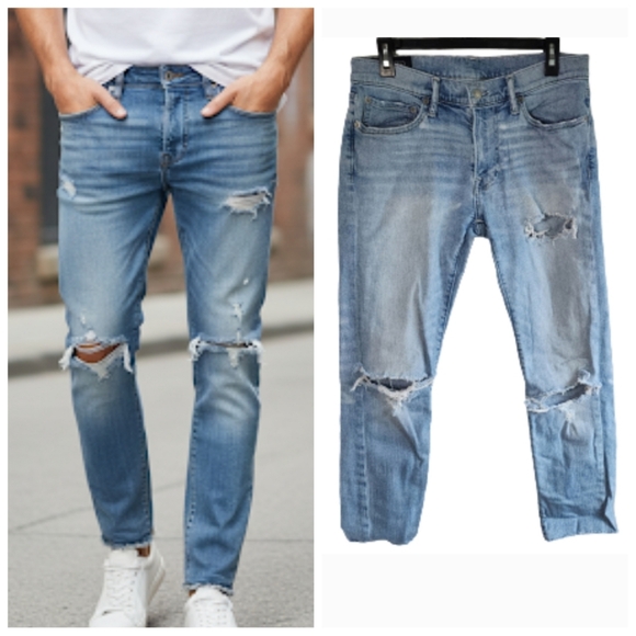 Abercrombie & Fitch Flex men's Super Skinny Jeans ripped men's size 31 W 30 L - Picture 1 of 16